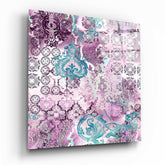 Purple Damask Glass Wall Art.